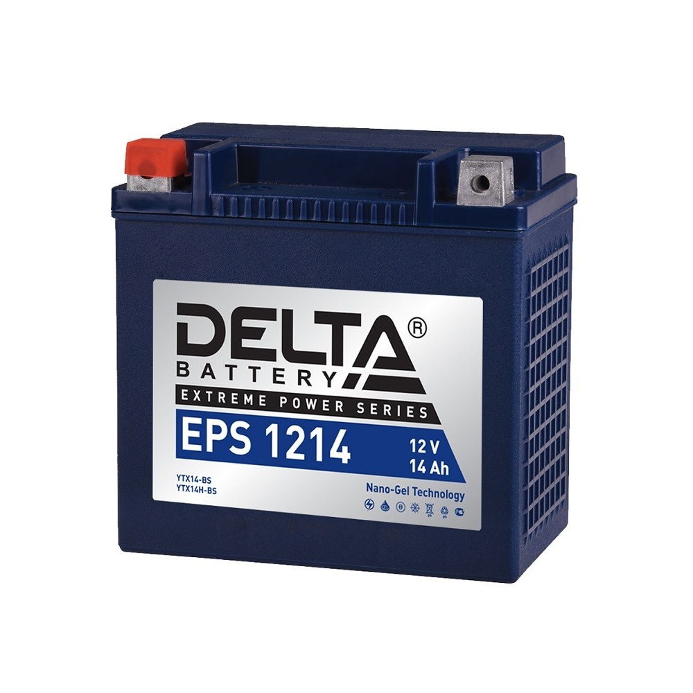 Стартерный аккумулятор Delta EPS 1214 (12В | 14Ач) для мототехники Стартерный аккумулятор Delta EPS 1214 (12В | 14Ач) для мототехники