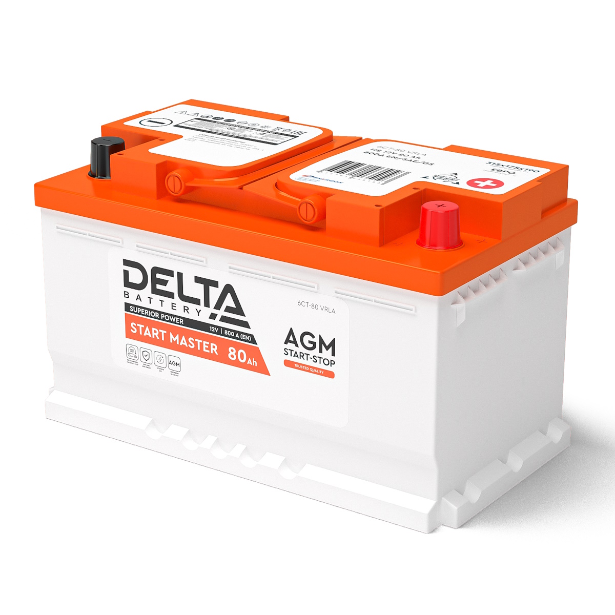 Аккумулятор Delta START MASTER AGM 1280 I (12В | 80Ач) Аккумулятор Delta START MASTER AGM 1280 I (12В | 80Ач)