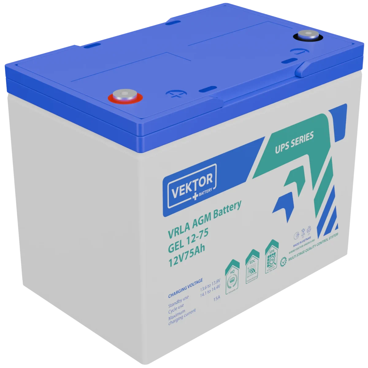 GEL 12-75 Аккумулятор VEKTOR GEL 12-75 (12В | 75Ач) — изображение 1